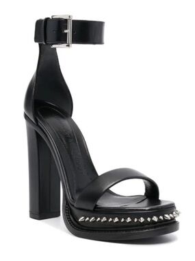 Alexander McQueen Punk Stud Platform Sandals Black Leather Sz 8.5 Women's Shoes